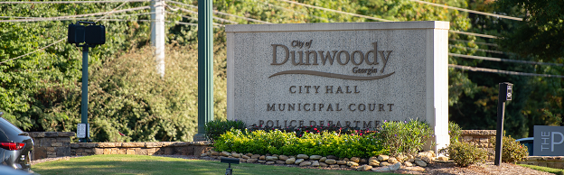 Dunwoody City Hall street sign narrow