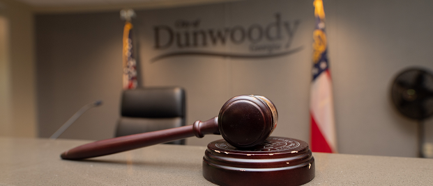 Gavel in Dunwoody courtroom