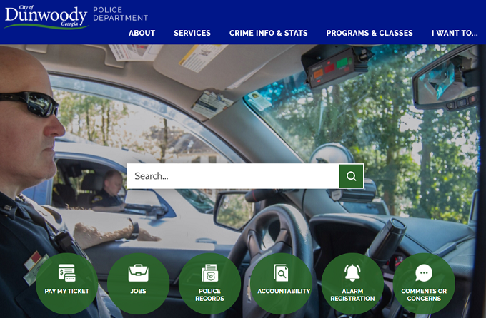 Dunwoody Police website home page