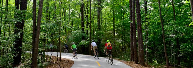 brook run park trail with bicycles