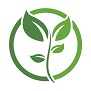 Sustainability logo with green leaf