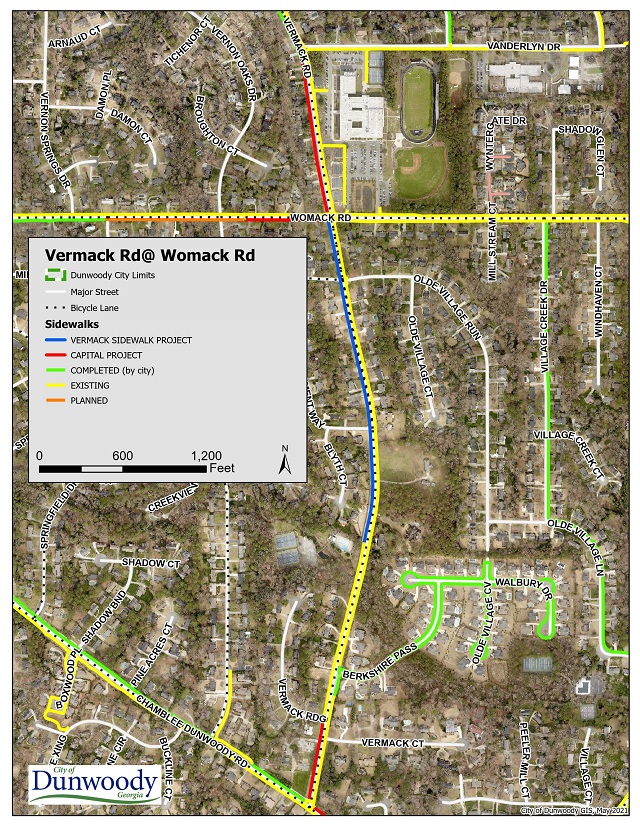 Vermack Sidewalk Project overview map