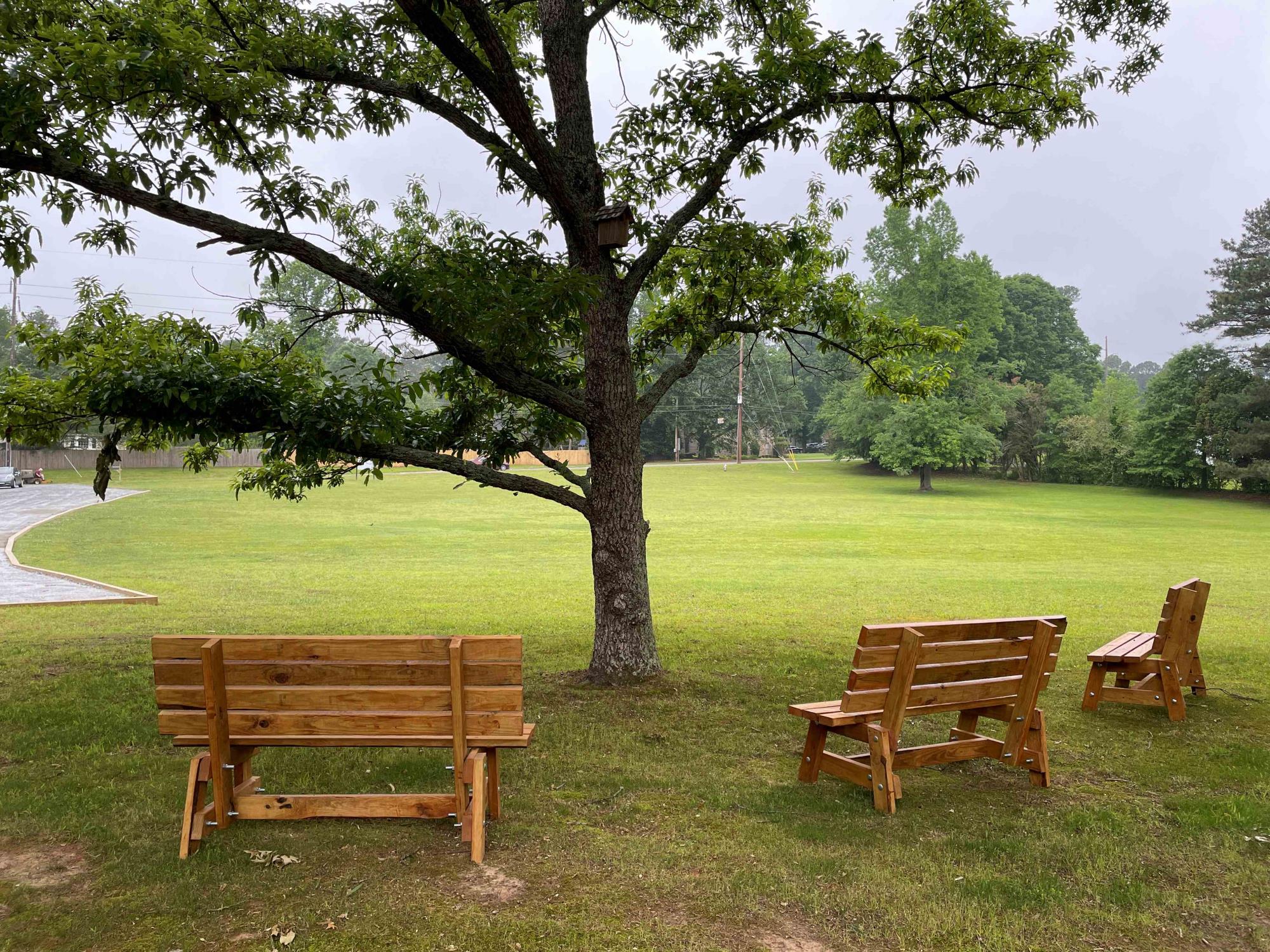 Benches at new Homecoming Park