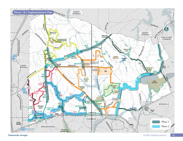 Implementation Map from Dunwoody Trail Master Plan