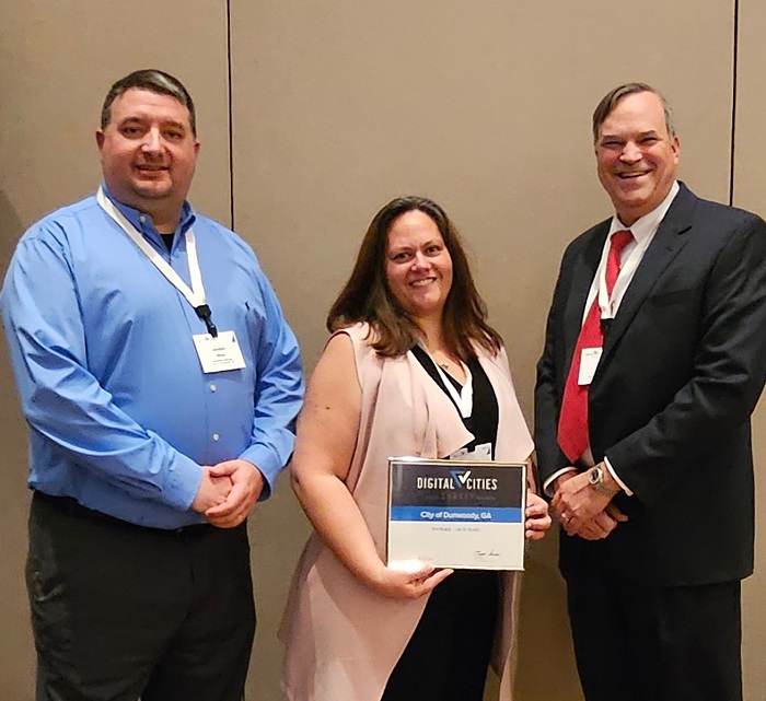 Digital Cities Award - Dunwoody Technology Manager Jordan White, Technology Director Ginger LePage, City Manager Eric Linton