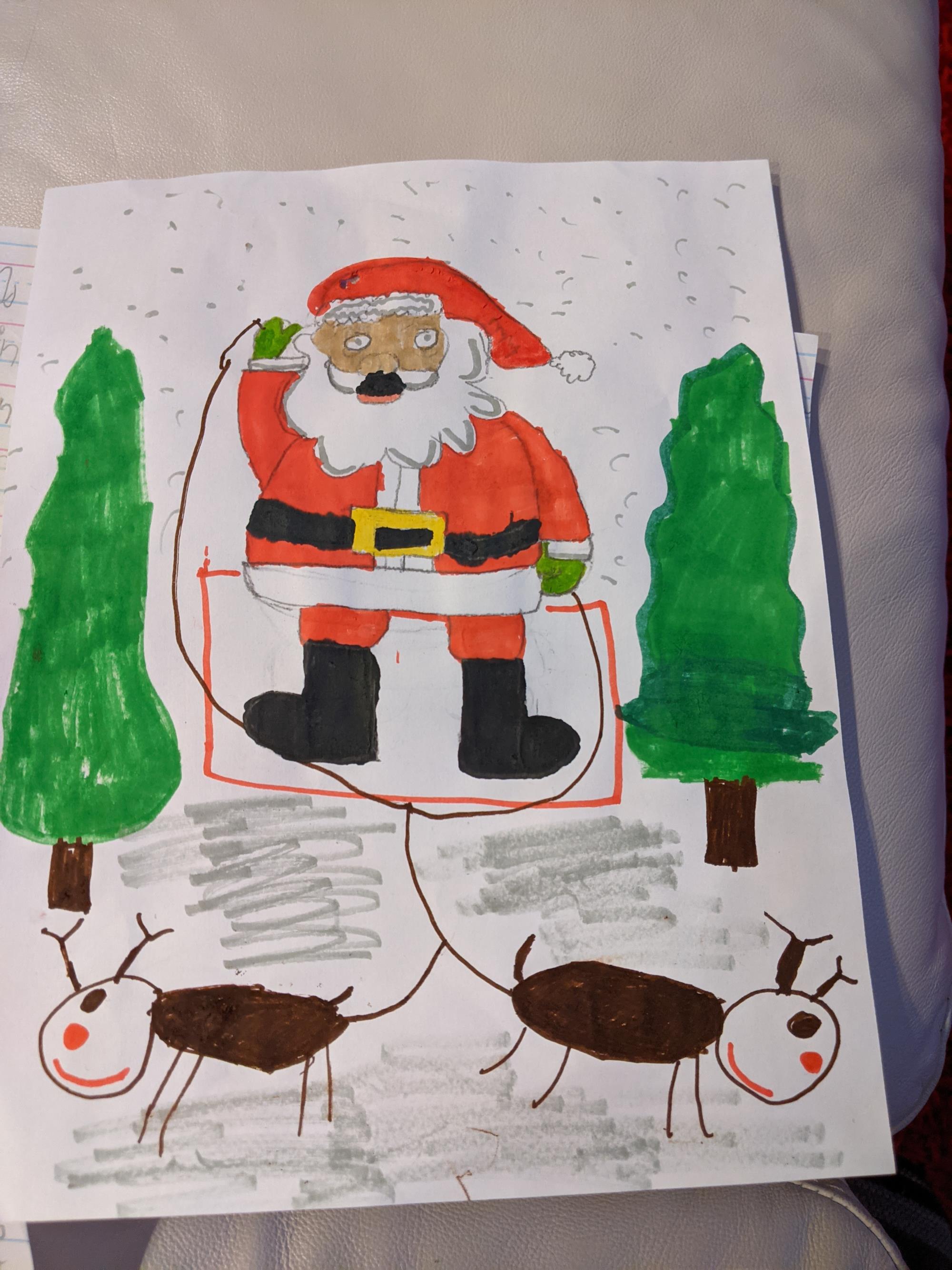 hand drawing of Santa from child