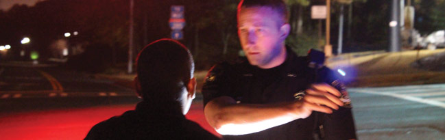 Officer conducting DUI test